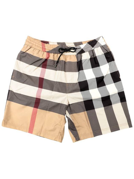 ExaGGerated Check Drawcord Swim Shorts Archive Beige - BURBERRY - BALAAN 2