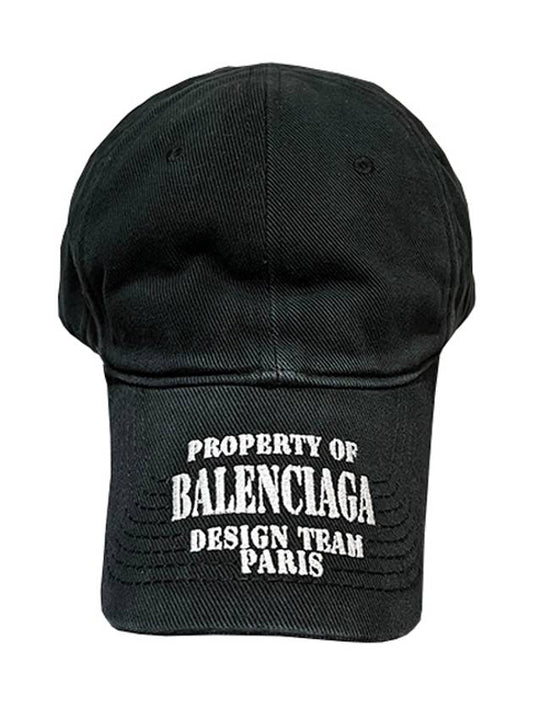 Property Embroidered Denim Ball Cap Black - BALENCIAGA - BALAAN.