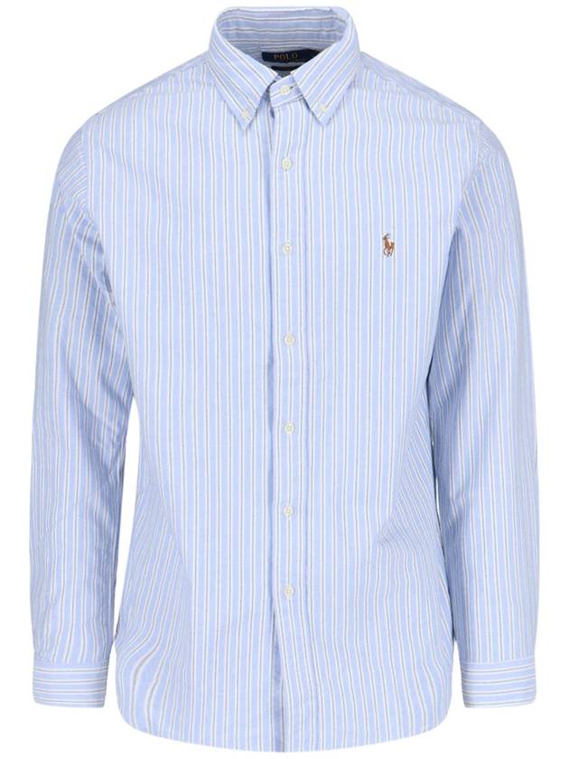 Embroidery Logo Striped Long Sleeve Shirt Light Blue - POLO RALPH LAUREN - BALAAN 2