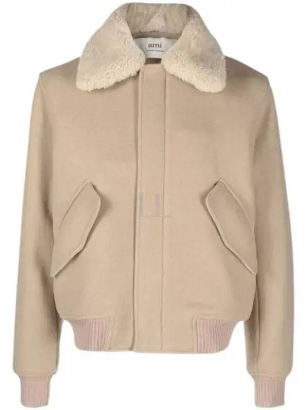 Shearling Collar Jacket Champagne - AMI - BALAAN 2