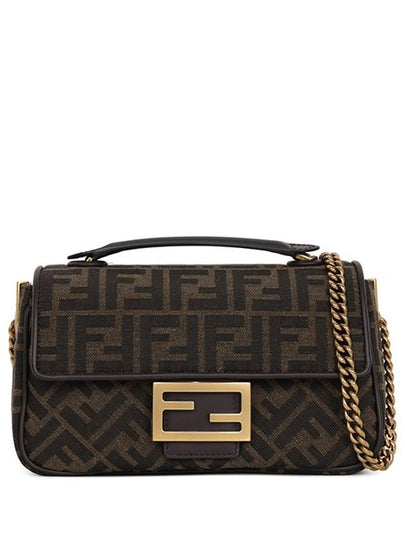 Baguette Chain FF Jacquard Medium Cross Bag Brown - FENDI - BALAAN 2