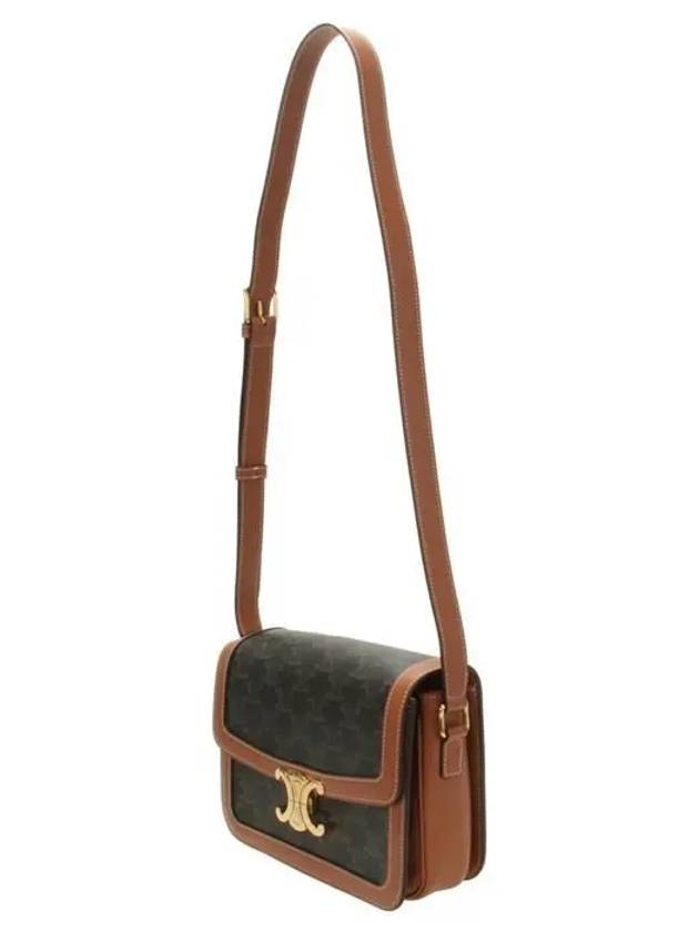 Medium Triomphe Bag In Triomphe Canvas and Calfskin Tan - CELINE - BALAAN 3