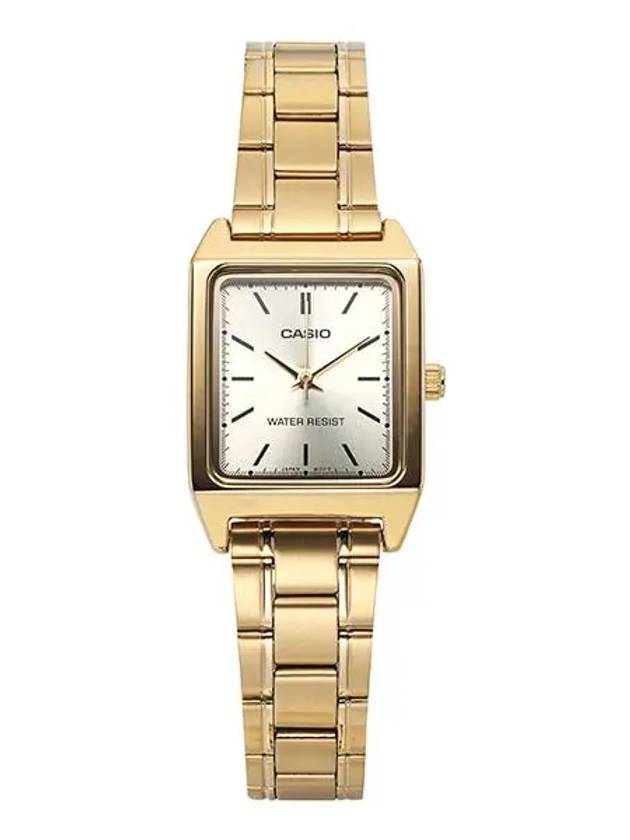 Square Plated Metal Analog Watch Gold - CASIO - BALAAN 3