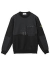 Compass Panel Zipper Pocket Cotton Sweatshirt Black - STONE ISLAND - BALAAN 2