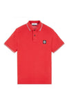 Stretch Cotton Pique Short Sleeve Polo Shirt Red - STONE ISLAND - BALAAN 1