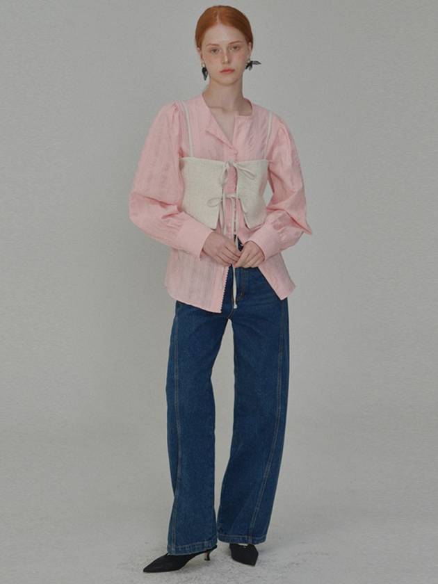 Puff Sleeve Tie Cotton Blouse Pink - OPENING SUNSHINE - BALAAN 7