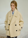 Oversized Double Wool Pea Coat Butter Milk - GOCORI - BALAAN 1