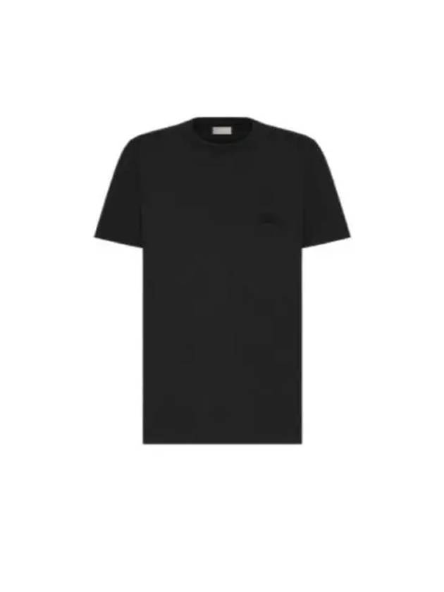 Embroidered Logo Cotton Jersey Short Sleeve T-Shirt Black - DIOR - BALAAN 2