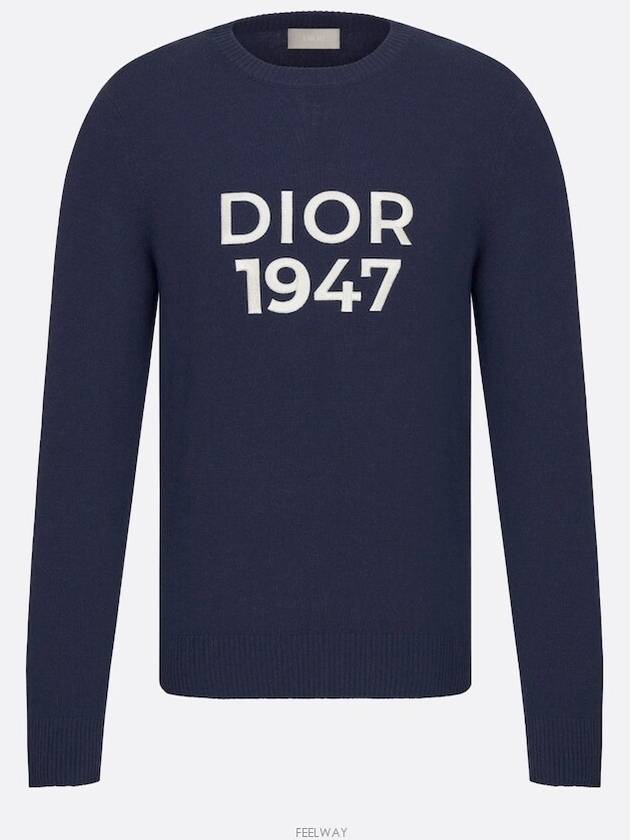 Wool Cashmere Crew Neck Knit Top Navy - DIOR - BALAAN 7