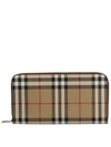 Check Leather Ziparound Long Wallet Beige - BURBERRY - BALAAN 2