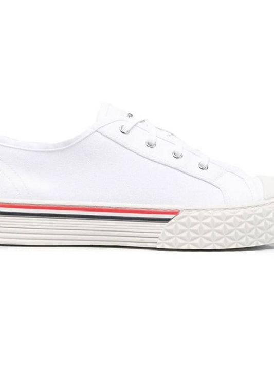 Striped Trim Lace-up Low Top Sneakers White - THOM BROWNE - BALAAN 2