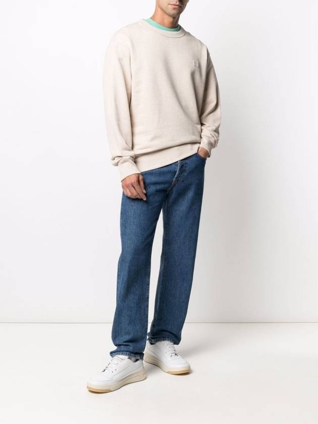 Face Patch Crew Neck Sweatshirt Oatmeal Melange - ACNE STUDIOS - BALAAN 3