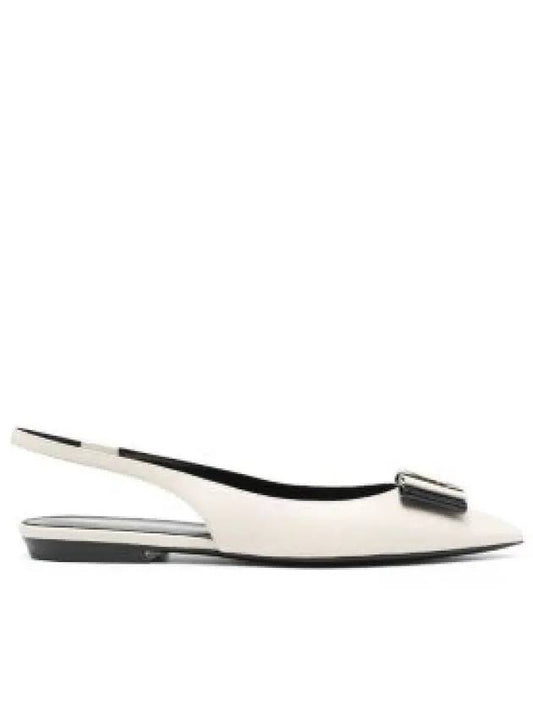 Anais Slingback Flats In Smooth And Patent Leather Ivory - SAINT LAURENT - BALAAN 2