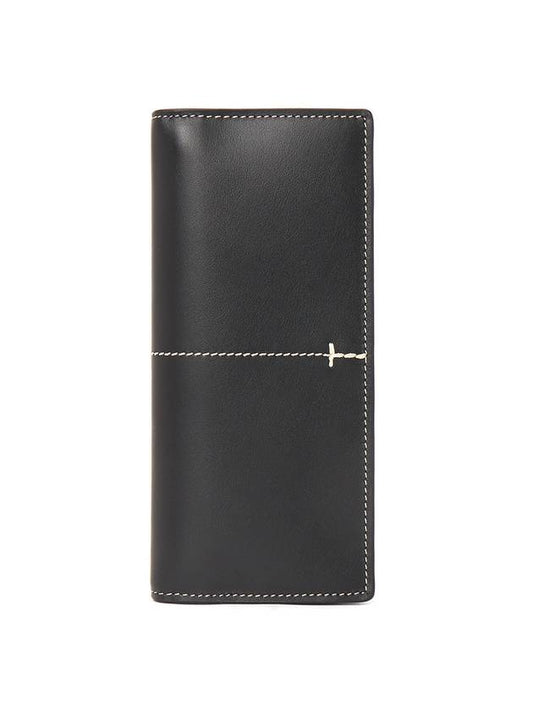Men's Vertical Stitch Leather Long Wallet Black - TOD'S - BALAAN 1