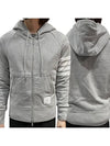 Engineered 4 Bar Diagonal Zip Up Hoodie Light Grey - THOM BROWNE - BALAAN 2