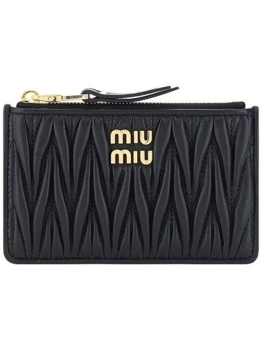 Matelasse Leather Card Wallet Black - MIU MIU - BALAAN 1