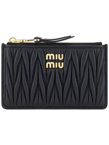 Matelasse Leather Envelope Card Wallet Black - MIU MIU - BALAAN 1