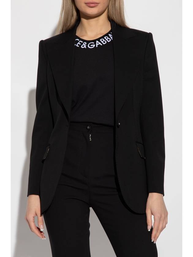 Women's Turlington Single Breasted Blazer Jacket Black - DOLCE&GABBANA - BALAAN 4