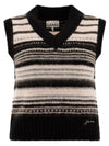 V-Neck Striped Vest Black - GANNI - BALAAN 2