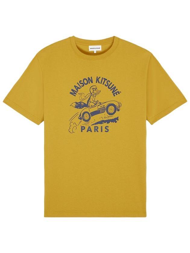 Racing Fox Short Sleeve T-Shirt Yellow - MAISON KITSUNE - BALAAN 1