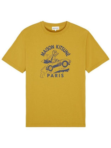 Racing Fox Short Sleeve T-Shirt Yellow - MAISON KITSUNE - BALAAN 1