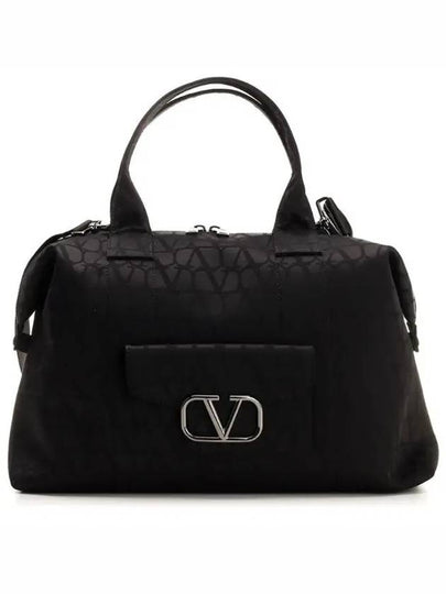 V Logo Zip-Up Tote Bag Black - VALENTINO - BALAAN 2