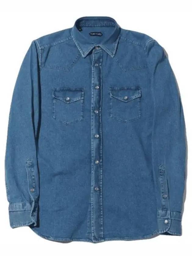 Flap Pocket Denim Long Sleeve Shirt Light Blue - TOM FORD - BALAAN 1