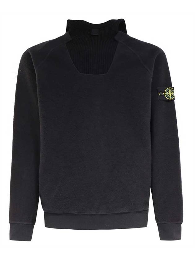 Gauzed Regular Fit Cotton Nylon Fleece Hoodie Black - STONE ISLAND - BALAAN 2