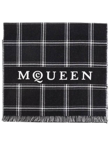 Alexander McQueen Wool Scarf, Men's, Black - ALEXANDER MCQUEEN - BALAAN 1