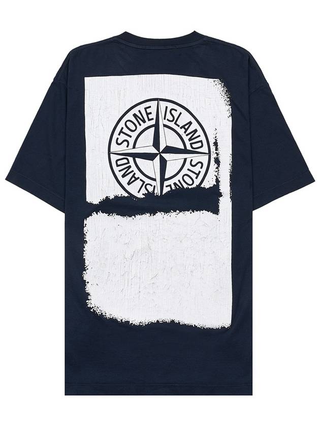 Logo Print Short Sleeve T-Shirt Navy - STONE ISLAND - BALAAN 4