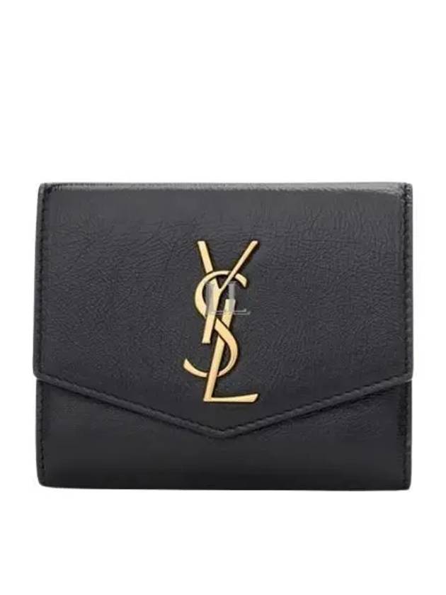 Uptown Compact Leather Wallet Black - SAINT LAURENT - BALAAN 2