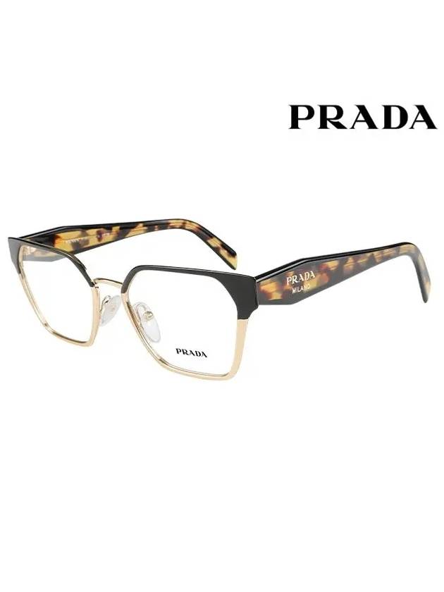 Frame Square Metal Eyeglasses Brown Gold - PRADA - BALAAN 3