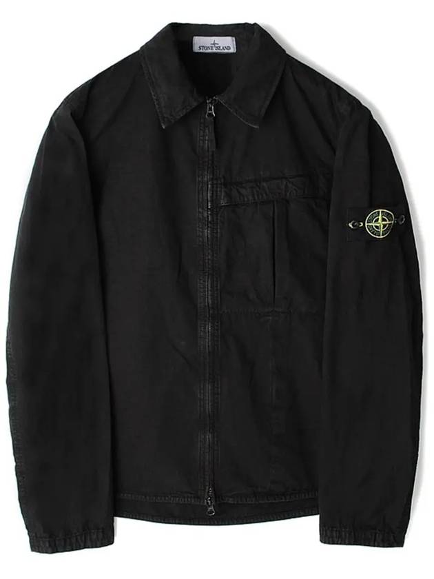 Organic Cotton Shirt Zip Up Jacket Black - STONE ISLAND - BALAAN 2