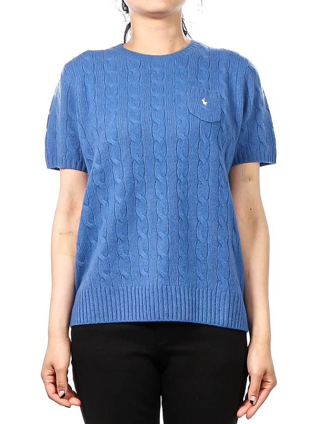 Polo Pony Cable Knit Top Blue - POLO RALPH LAUREN - BALAAN 2