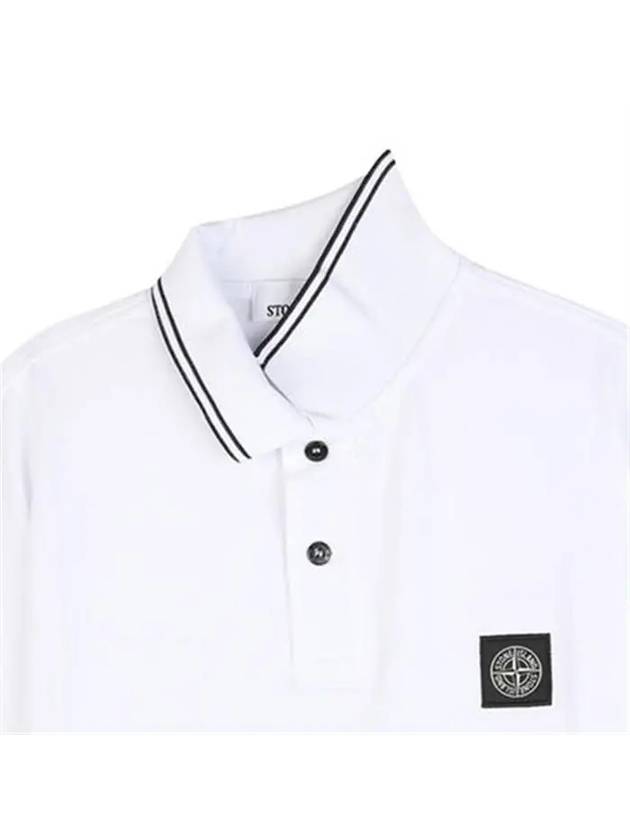 Stretch Cotton Pique Short Sleeve Polo Shirt White - STONE ISLAND - BALAAN 6