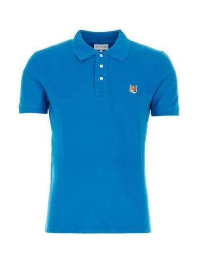 Fox Head Patch Cotton Polo Shirt Blue - MAISON KITSUNE - BALAAN 2