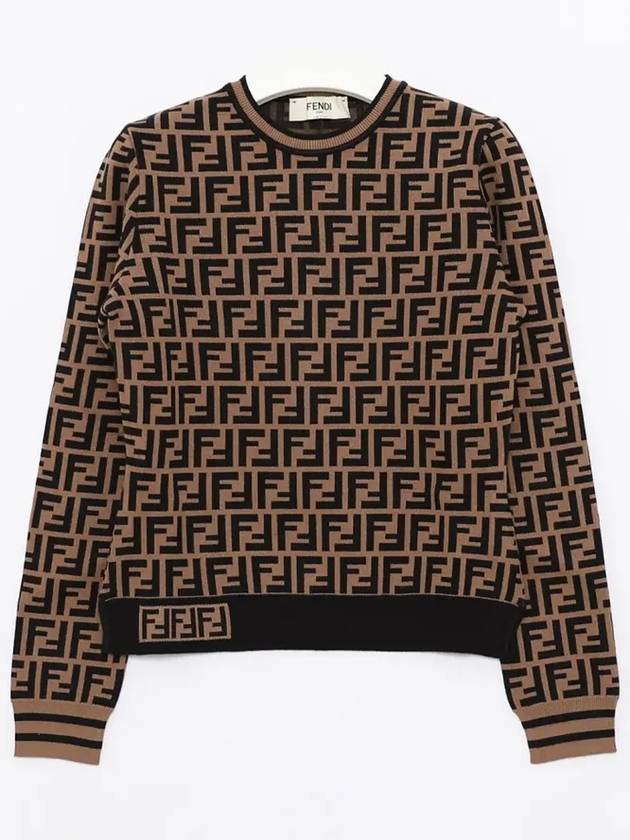 FF Logo Knit Top Brown - FENDI - BALAAN 3