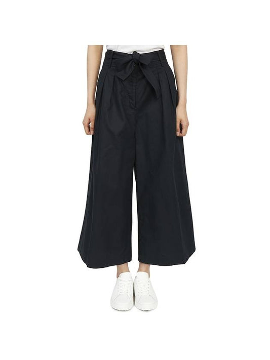 Women's Belted Cotton Wide Pants Black - VANESSA BRUNO - BALAAN 1