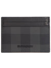 Check Leather Card Case Charcoal - BURBERRY - BALAAN 2