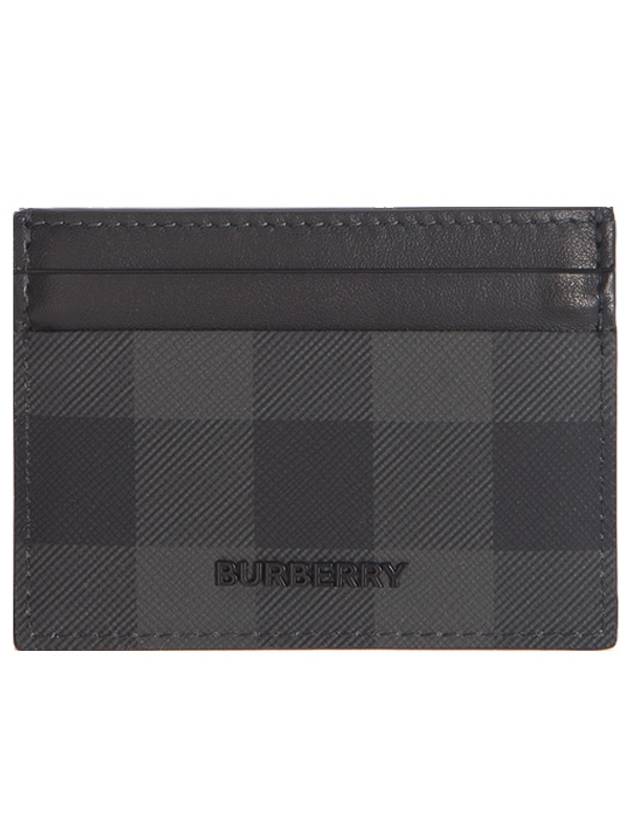 Check Leather Card Case Charcoal - BURBERRY - BALAAN 2