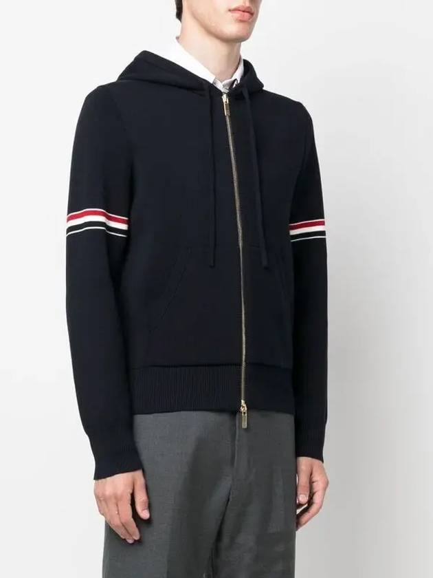 Cotton Milano Armband Zip Up Hoodie Navy - THOM BROWNE - BALAAN 4