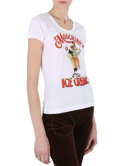 Moschino Ladies White Ice Cream Print Cotton T-Shirt, Brand Size 38 (US Size 4) - MOSCHINO - BALAAN 2