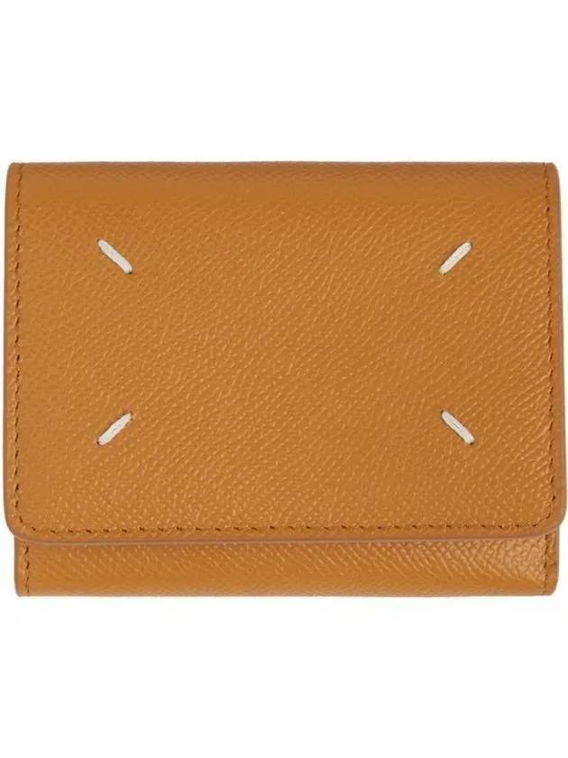 Stitch Leather Tri-Fold Half Wallet Mustard - MAISON MARGIELA - BALAAN 1