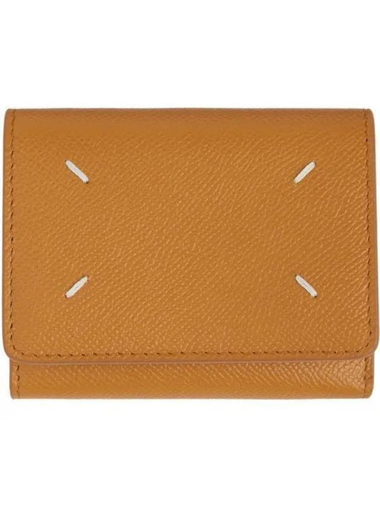 Stitch Leather Tri-Fold Half Wallet Mustard - MAISON MARGIELA - BALAAN 1