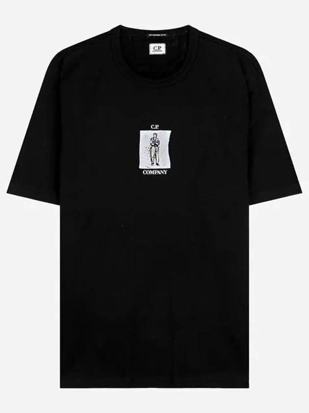 30/2 Mercerized Jersey Twisted Graphic Short Sleeve T-Shirt Black - CP COMPANY - BALAAN 2