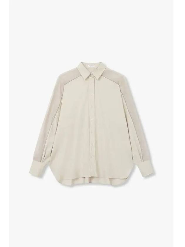 Women s material color combination stitch shirt beige - BRUNELLO CUCINELLI - BALAAN 1