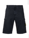 Men's Waffen Patch Bermuda Cargo Half Shorts Navy - STONE ISLAND - BALAAN.