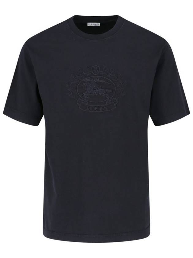 Embroidered Logo Cotton Short Sleeve T-Shirt Black - BURBERRY - BALAAN 2