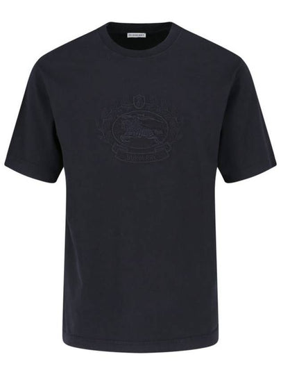 Embroidered Logo Cotton Short Sleeve T-Shirt Black - BURBERRY - BALAAN 2