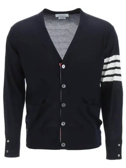 Men's Sustainable Classic Diagonal Wool Cardigan Navy - THOM BROWNE - BALAAN 2